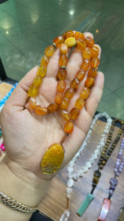 تسبیح عقسق آبنباتی نارنجی